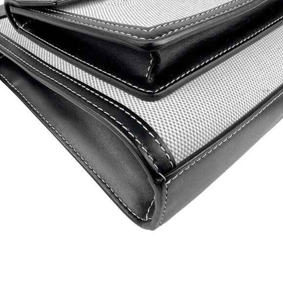 Auth BURBERRY Handbag Shoulder Bag Blue/Black Canvas/Leather/Silvertone - z4342 - Picture 8 of 12